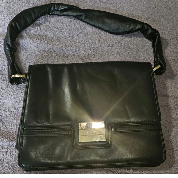 Z Spoke by Zac Posen Leather Envelope Bag in Black‎ with Gold Hardware - Picture 1 of 11